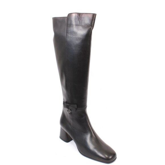 Luca Grossi 871 Black Leather Zip-Up Knee High Platform Boots - Picture 1 of 8